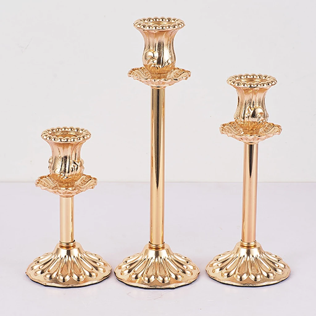 

Gold Plating Decorative Candle Holders Home Decor Candlesticks Pillar Frameless Candles Stand Weddings Party Table Centerpiece