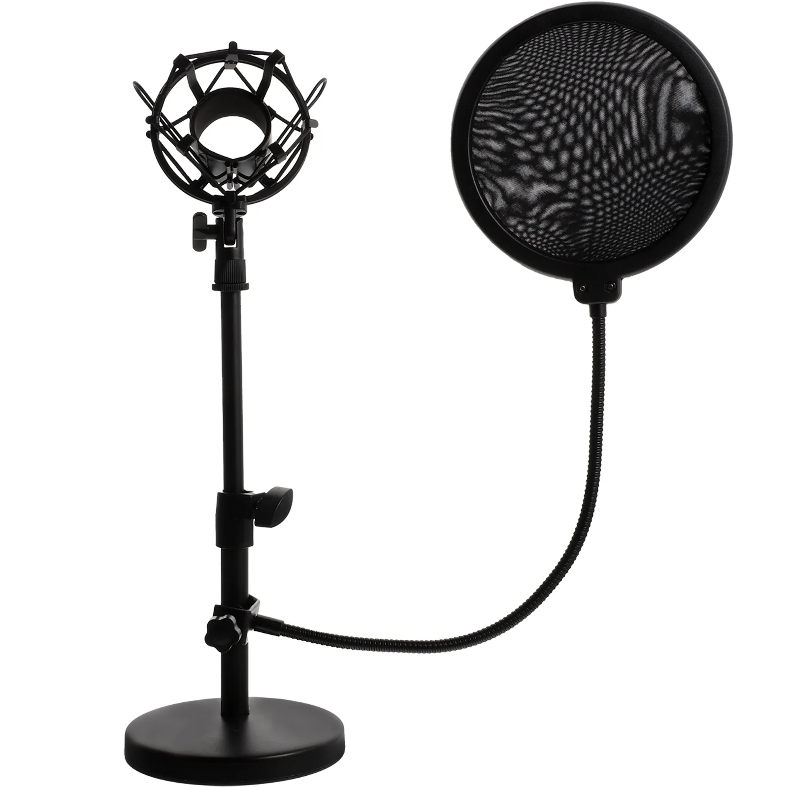 

1 Set of Desktop Microphone Stand Live Streaming Use Mic Rack With Mic Filter For Studio