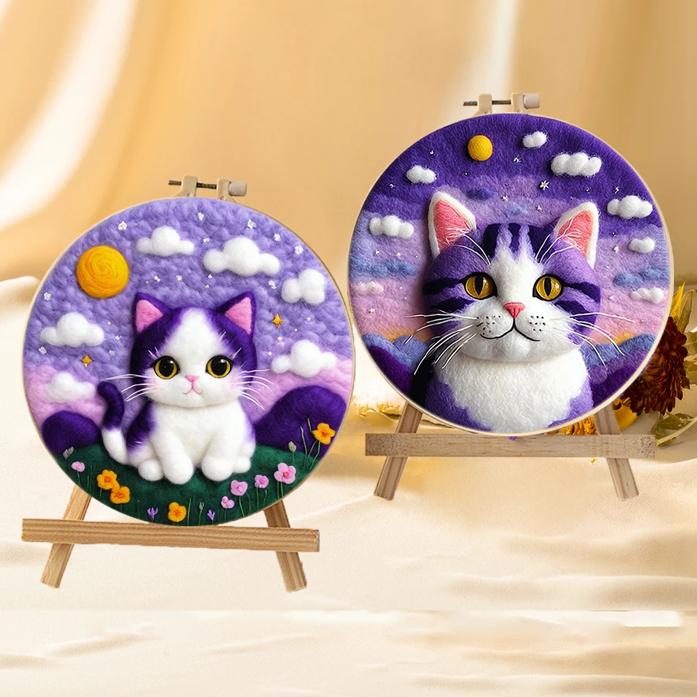 GATYZTORY Игольчатый набор для рисования Diy Poke Шерстяной фетр Животные Кот игольчатый