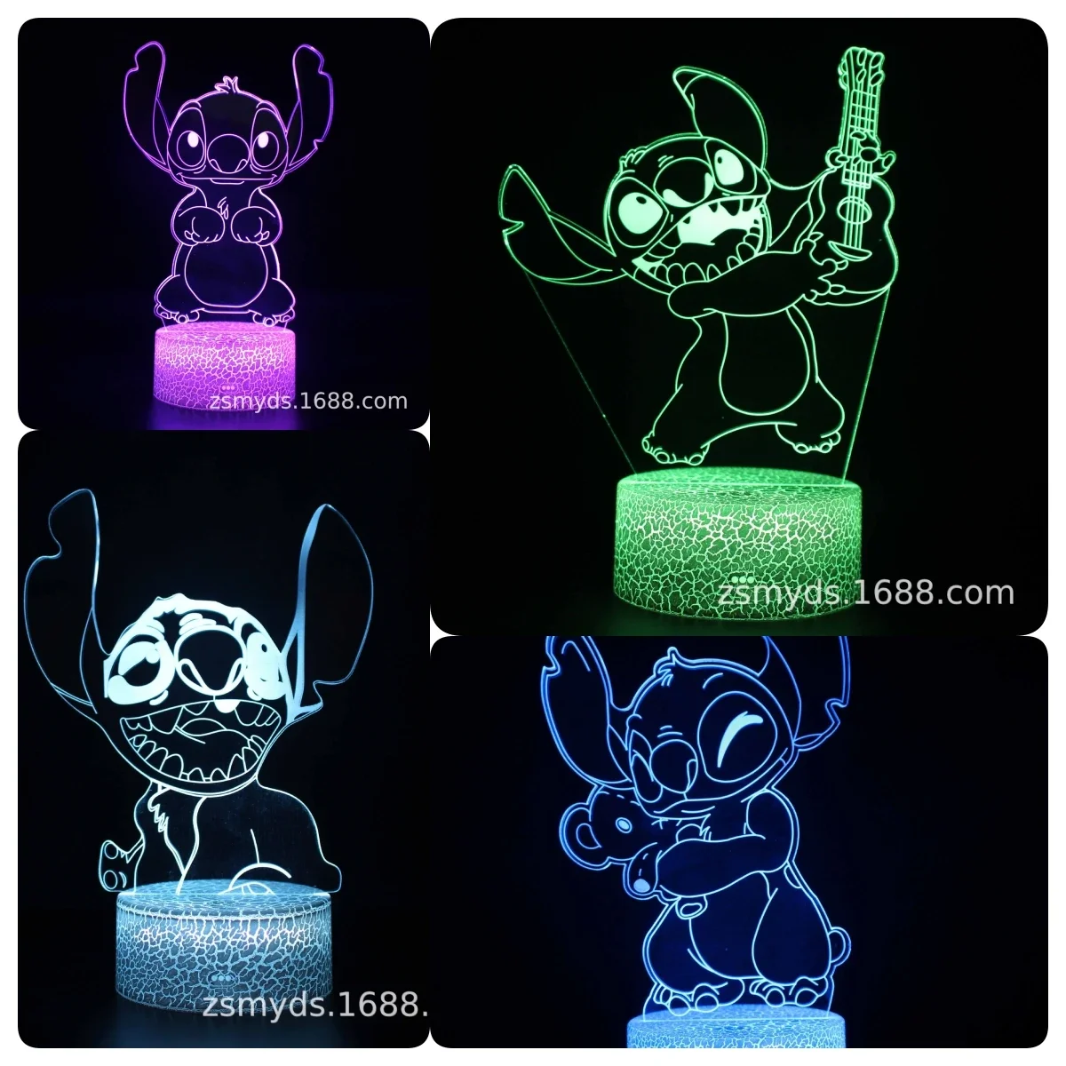 

Фигурка из аниме «Ститч» Disney, цветная проекционная ночник 3D с USB-подсветкой, затемняющийся декор для гостиной, украшение для комнаты