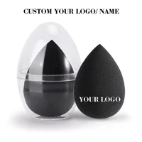 50pcs customize logo black blender sponge with case wholesale latex free cosmetic puff beauty make up face care