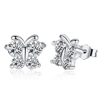 silver plated ear ornament butterfly dream super zirconia korean version stud earrings