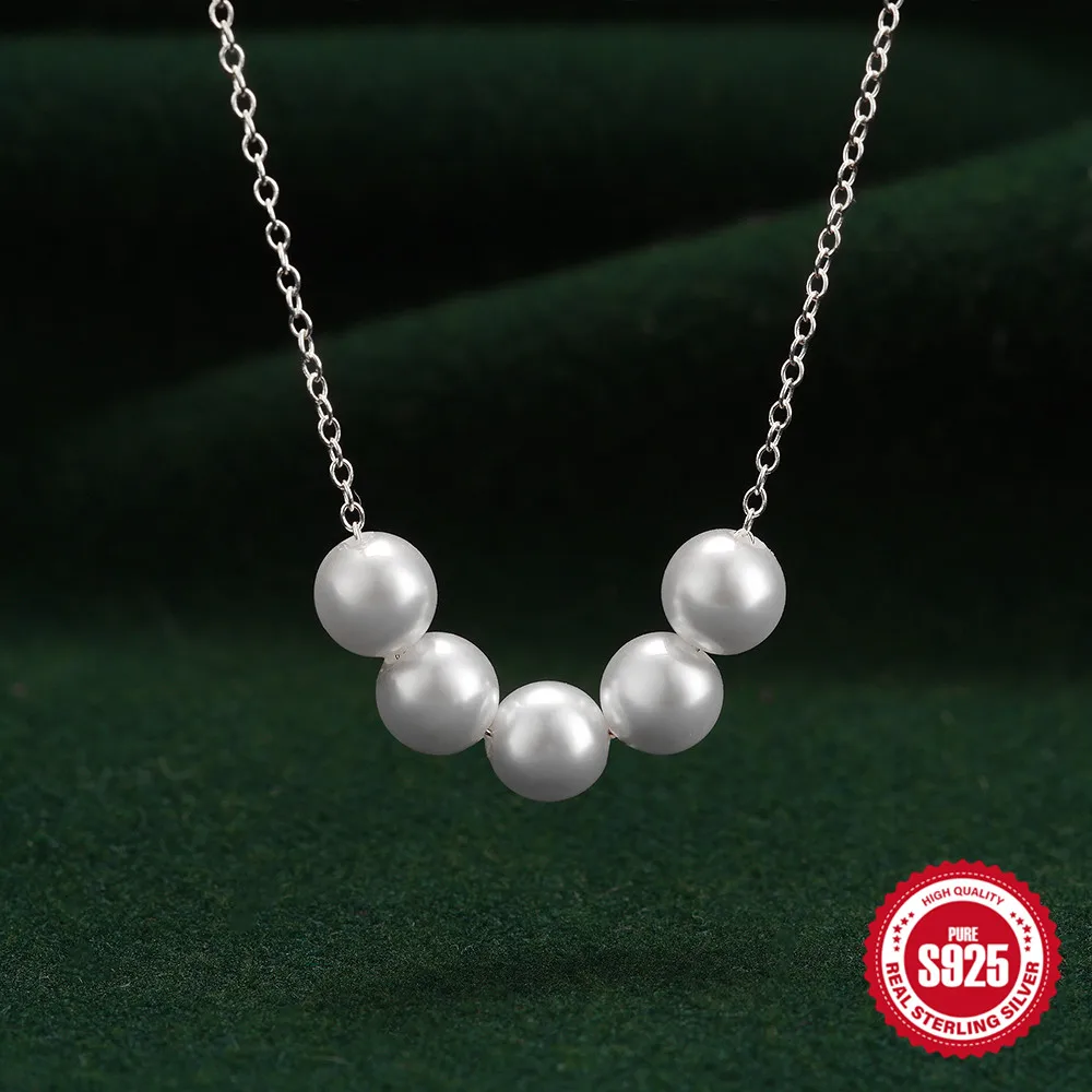 LENNIK стерлингового серебра 925 пробы 5 жемчужное ожерелье простое очаровательное