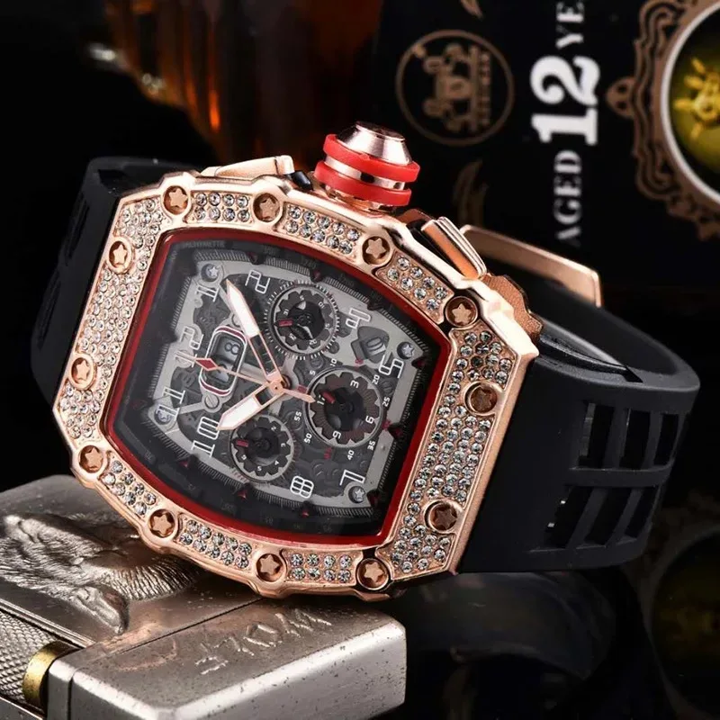 Часы Miller RM в форме бочонка, стильные мужские часы с календарем и силиконовым волокном