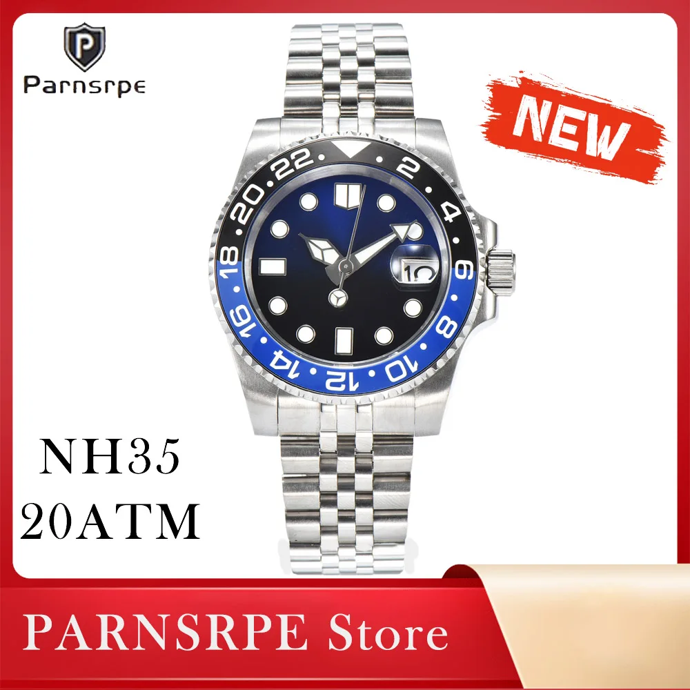 Parnsrpe SD1953 Черный циферблат керамический безель NH35 Автоматические часы 200 м