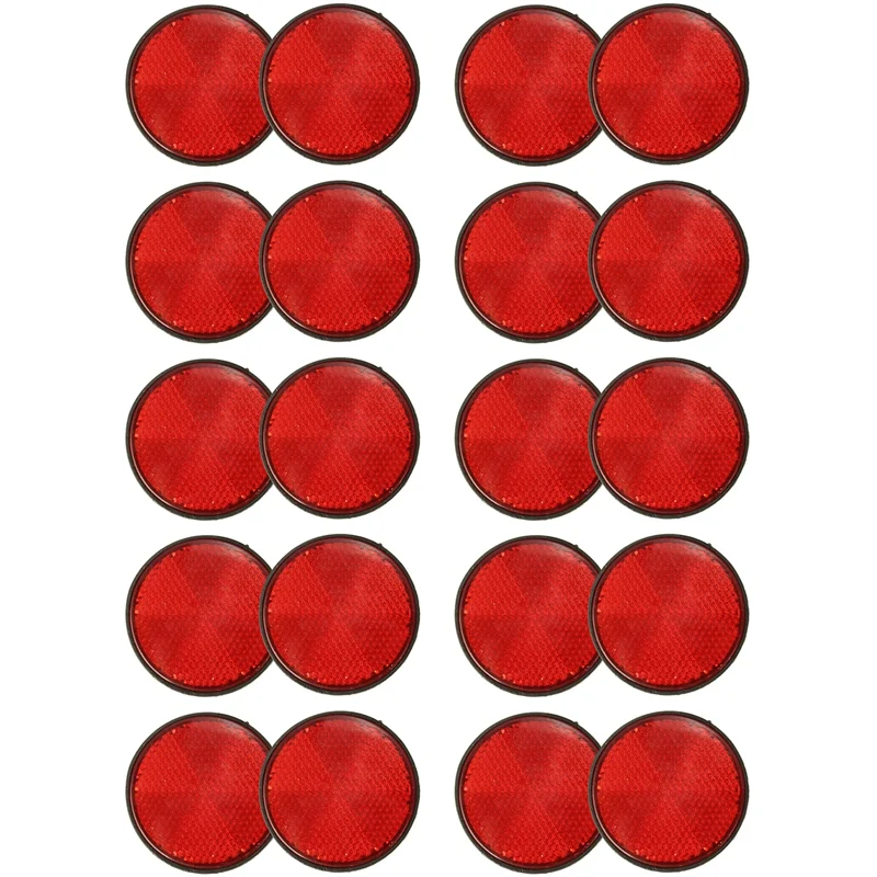 

20Pcs Round Red Reflector Universal For Motorcycle ATV 5.6X0.8Cm