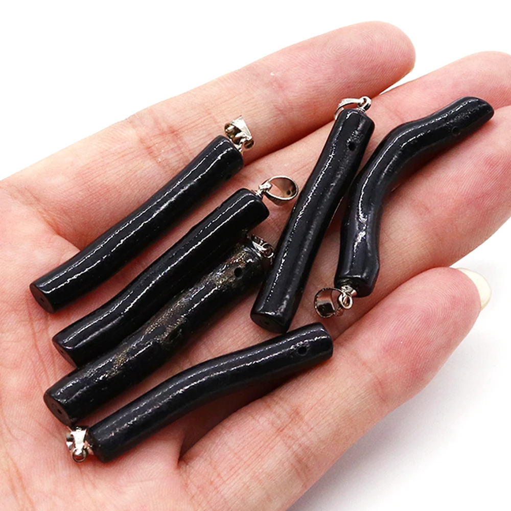 

Natural Stone Black Coral Pendants Irregular Stick-shaped Charms for Jewelry Making Women Reiki Healing Necklace Earrings Gifts