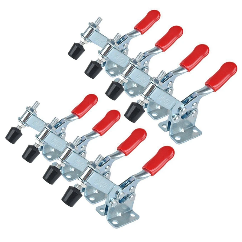 

Hot 8Pcs Hand Tool Toggle Clamp 201B Antislip Red Horizontal Clamp 201-B Quick Release Tool