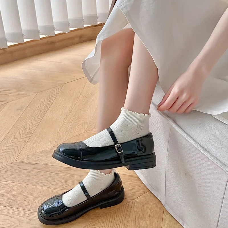 Лолита Kawaii носки с рюшами женские милые короткие принтом сердца для девочек