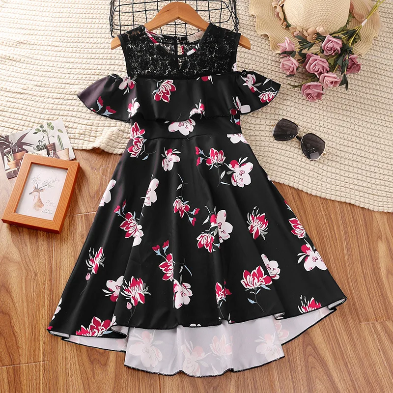 

Summer Fancy Pretty Girl Colorful Dots Dress Birthday Party Princess Dress Lace Ball Gown Elegant Dress Casual Dress Size 3-8T