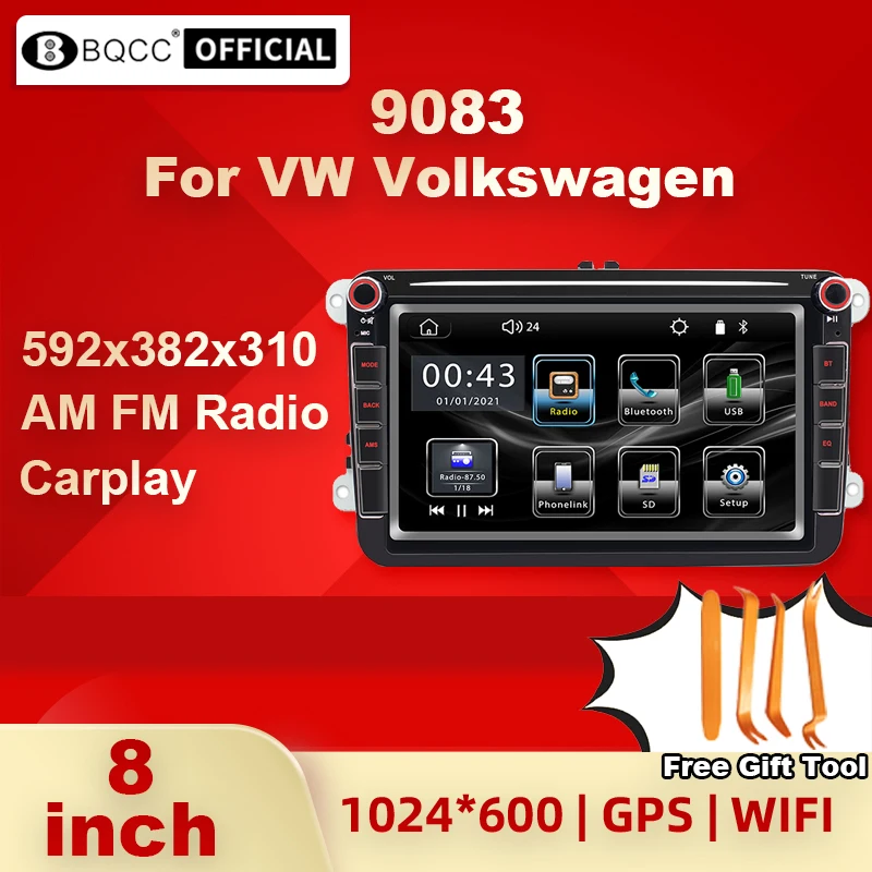 

BQCC Car Radio Carplay 2 Din Autoradio For VW Volkswagen Car MP5 Player GPS Car Stereo Inch IPS Screen Bluetooth WIFI AM FM USB