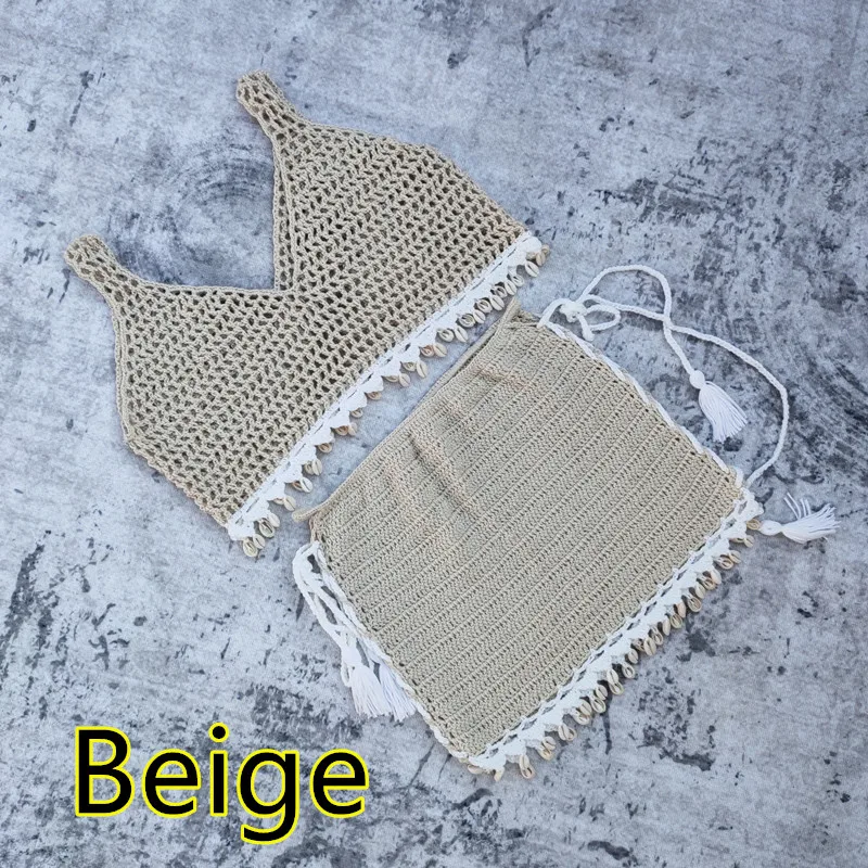 Топ женский с глубоким V-образным вырезом Пляжная накидка-бикини ручной вязки