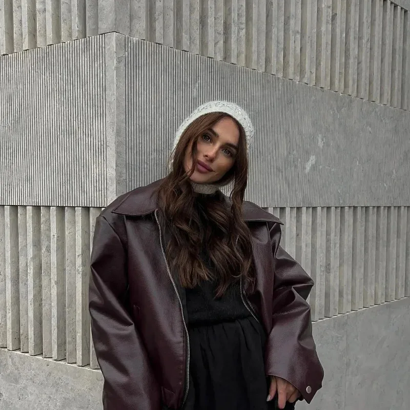 Винтажная куртка на молнии с отложным воротником и карманами модная уличная