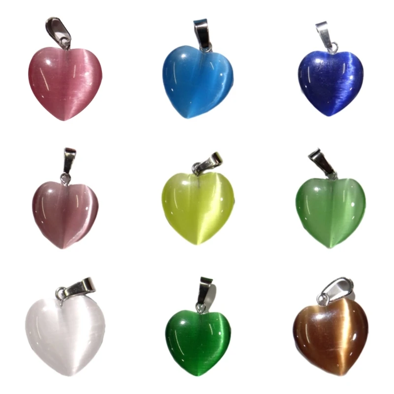 

Unique Heart Shaped Charm Natural Crystal Stone Pendant Clavicle Chain for Jewelry Making DIY Craft for Women Girl Teen X3UD