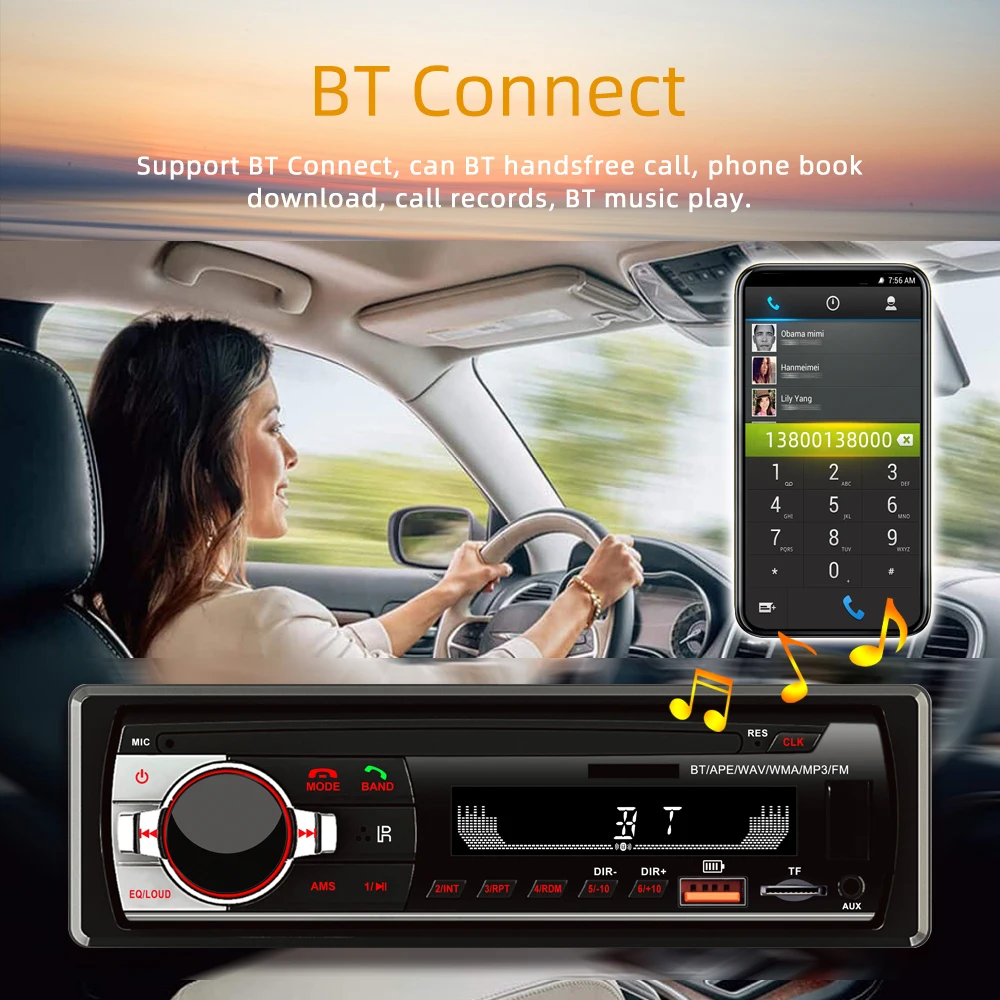 Автомобильный радиоприемник Типоразмер 1DIN FM mp3-плеер аудио стерео AUX-вход функция