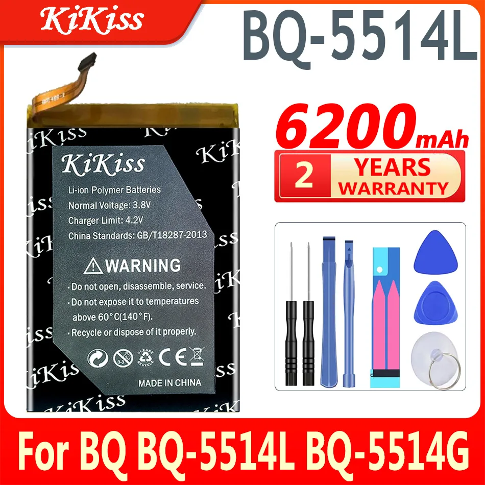 

6200mAh KiKiss Powerful Battery For BQ BQ-5514L BQ-5514G Strike Power 4G for micromax ACBPN50M03 Cell Phone