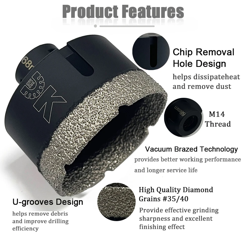 Алмазная коронка с вакуумным паянием 6-68 мм