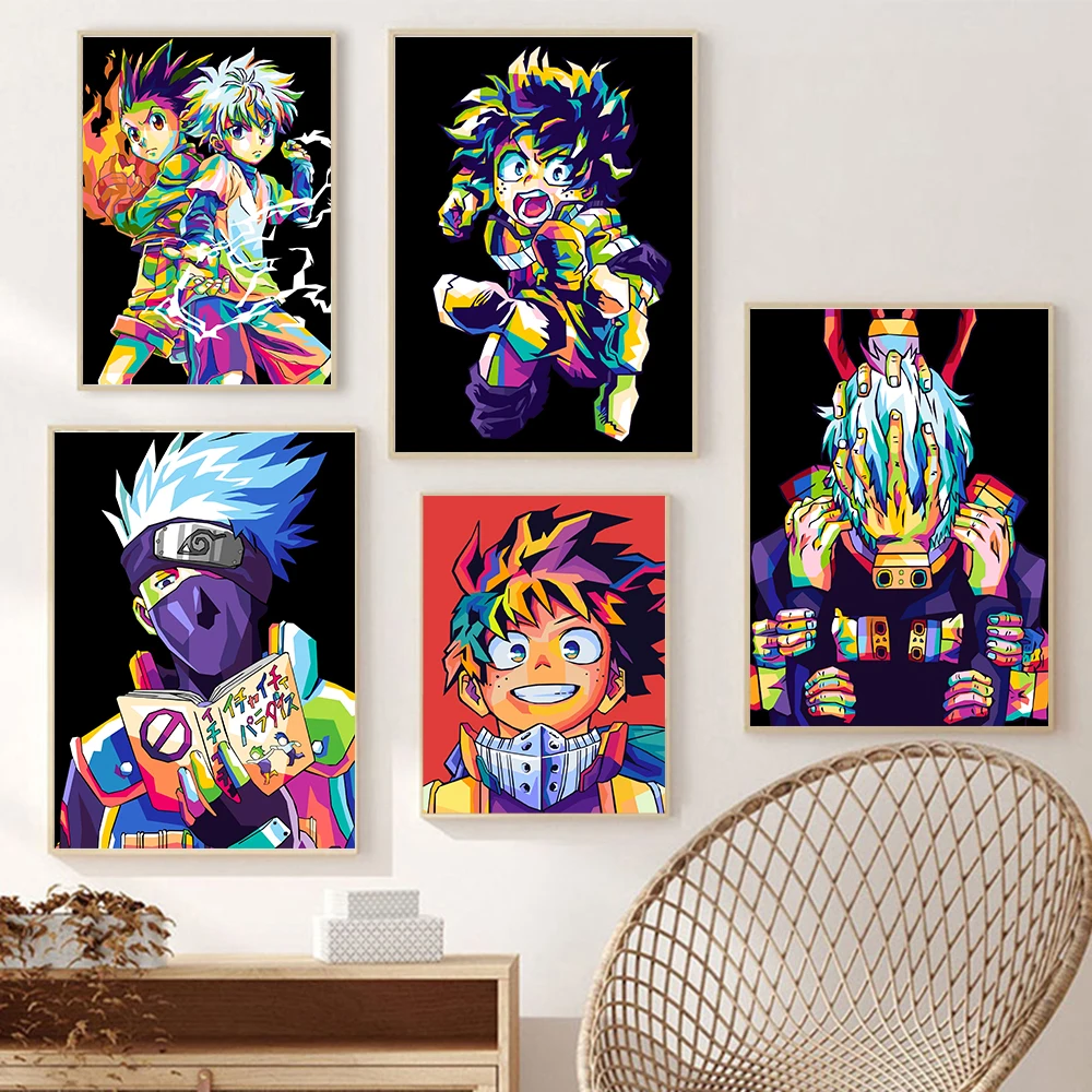 

Japanese Anime My Hero Academia Posters Abstract Style Mural Wall Art Naruto Kakashi Pictures Canvas Painting Living Room Adorn