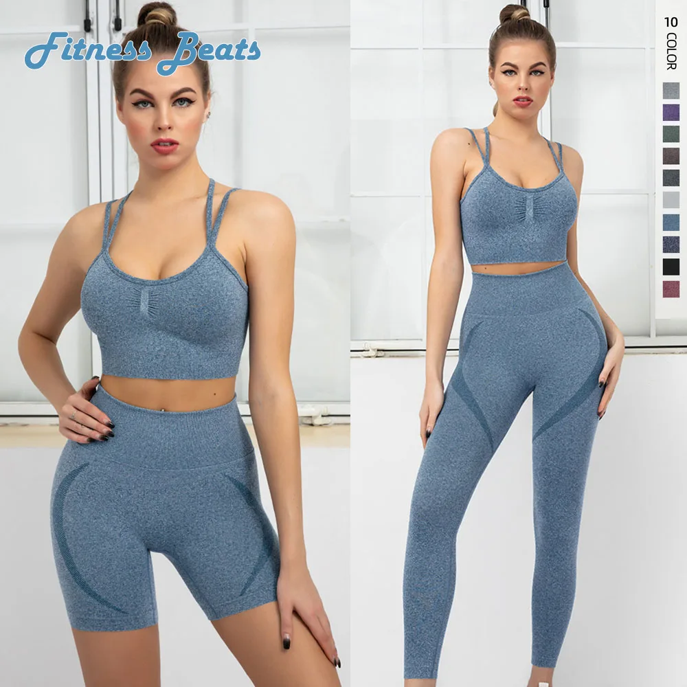 

2PCS Seamless Yoga Set Suit Backless Gathering Sports Bra Peach Hip Buttock Lifting Shorts Pants Leggings Fitness Gym Woman Sexy