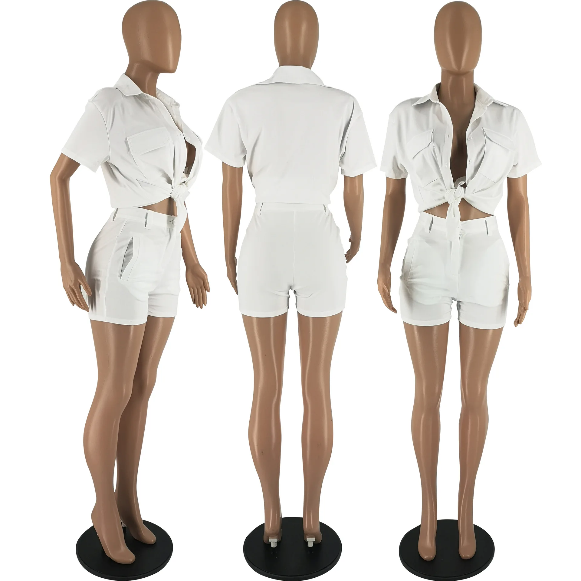 Женский комплект из двух предметов элегантная пикантная блузка и короткие брюки