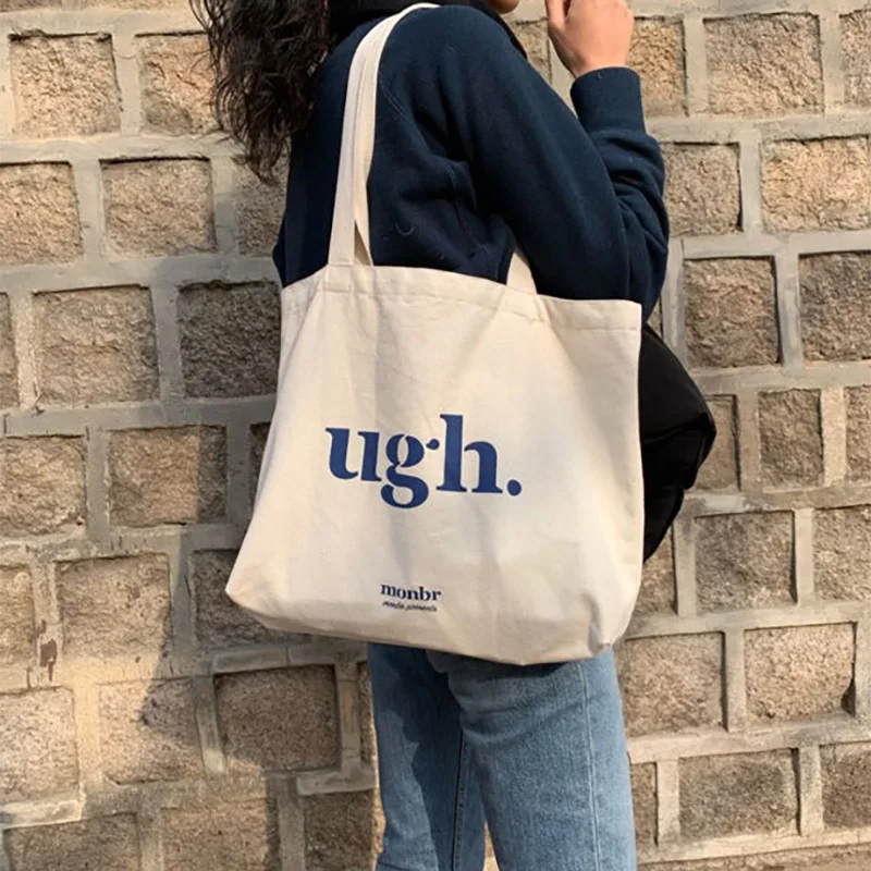 

Handbags Women Bags Cheap Casual Large Capacity Shoulder Bags Shopping Bags Canvas Letters Fashion Harajuku Zip Print Ulzzang