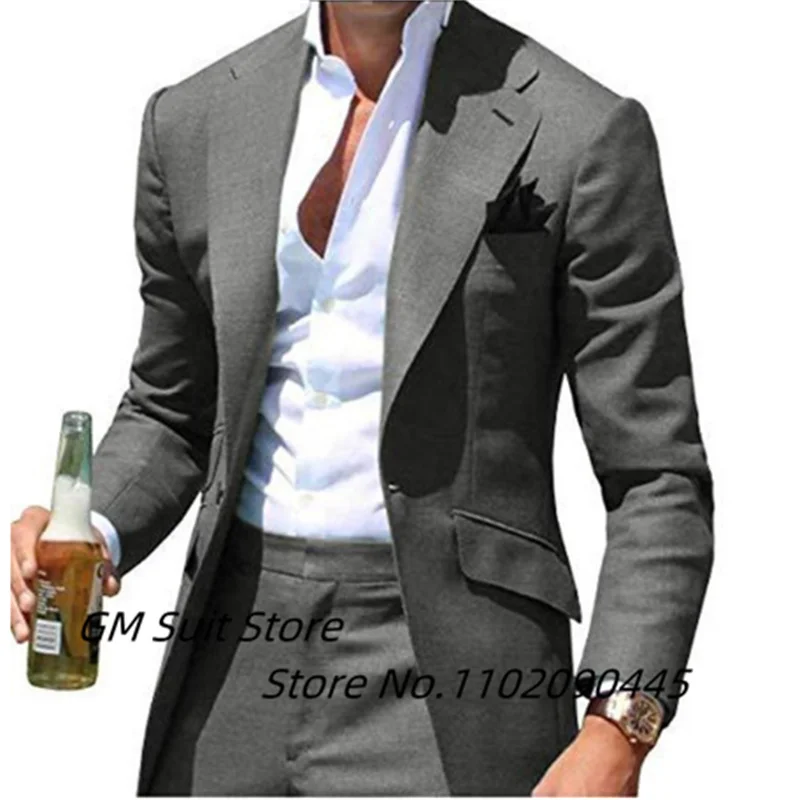 Suits For Men 2 Pieces Slim Fit Blue Costumes Men Prom Party SuitWedding Tuxedos Custom Made Groom Formal Suits (Jacket+Pants)