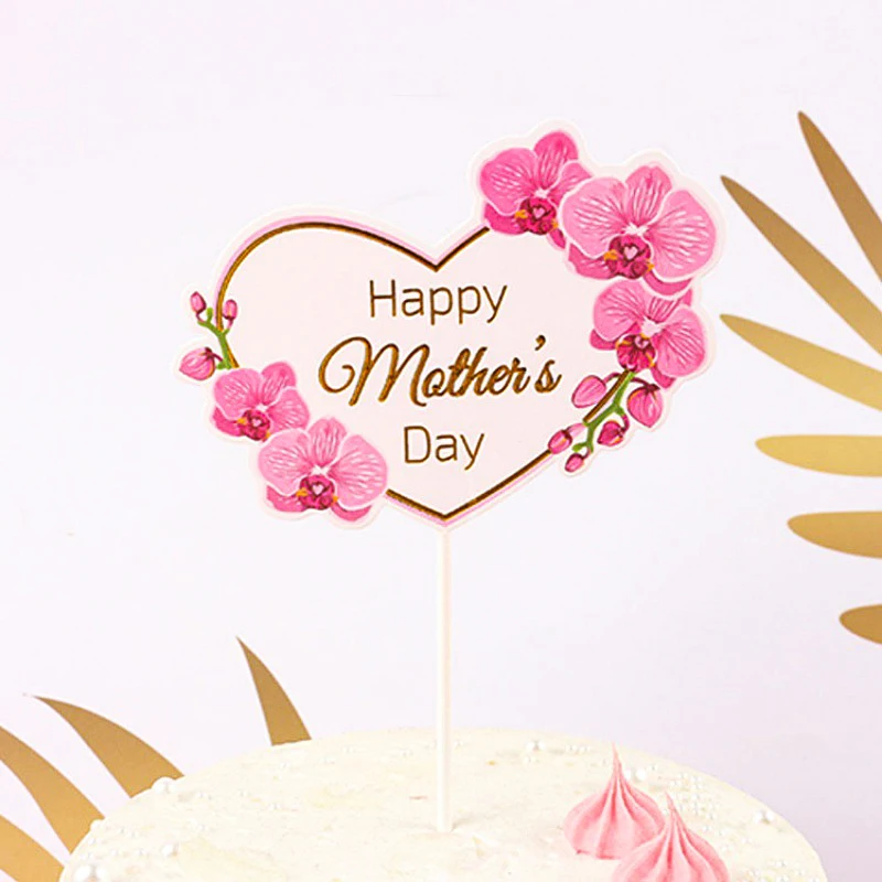 5 шт./компл. Топпер для торта розовое сердце цветок украшение торт на день матери
