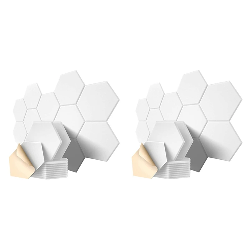 

24 Pack Hexagon Acoustic Panels Beveled Edge Sound Proof Foam Panels,Sound Proofing Padding For Wall Decor,Studio&Office