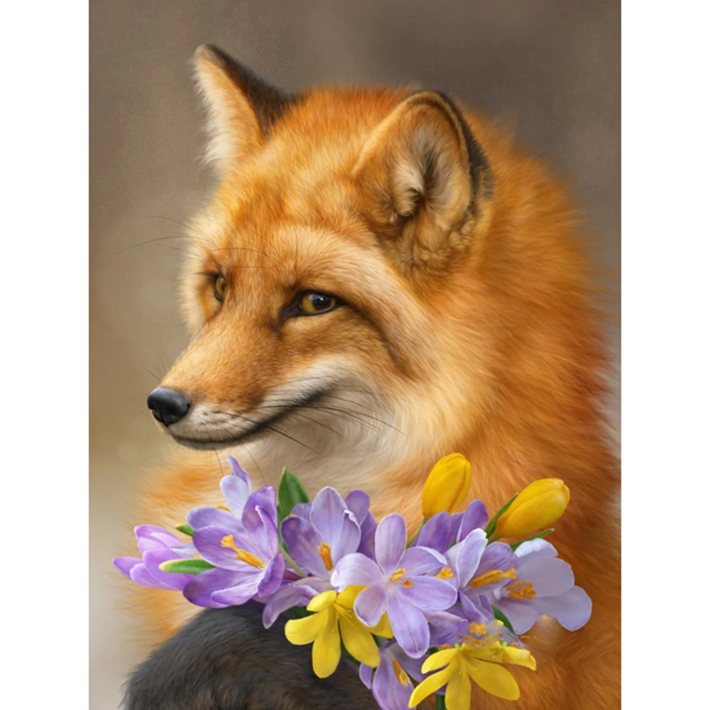 

5D DIY Diamond Painting Fox flower Diamond Embroidery Landscape Full Square Mosaic Rhinestones Animals Pictures Home Decor Gift