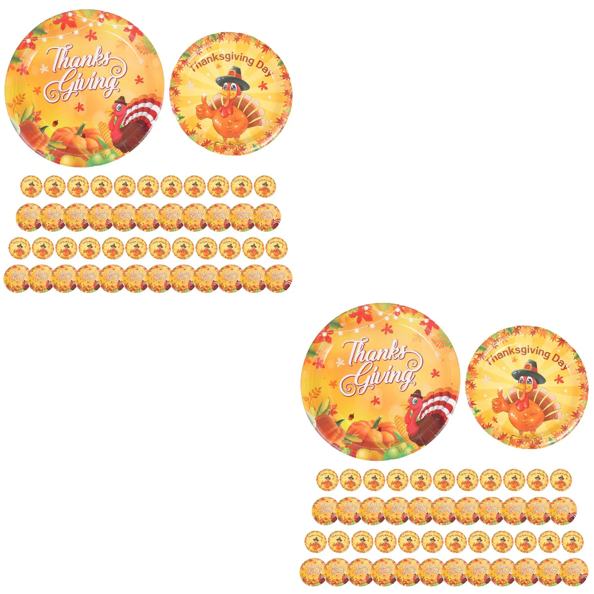 

96 Pcs Round One-off Paper Dishes Party Cutlery Thanks Giving Cake Dessert