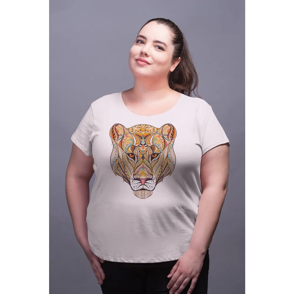 

Женская хлопковая Футболка большого размера с принтом тигра