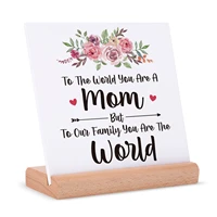 wooden plaque with stand desktop decoration crafts board with wood base mom is the world wooden ornaments mothers birthday gift
