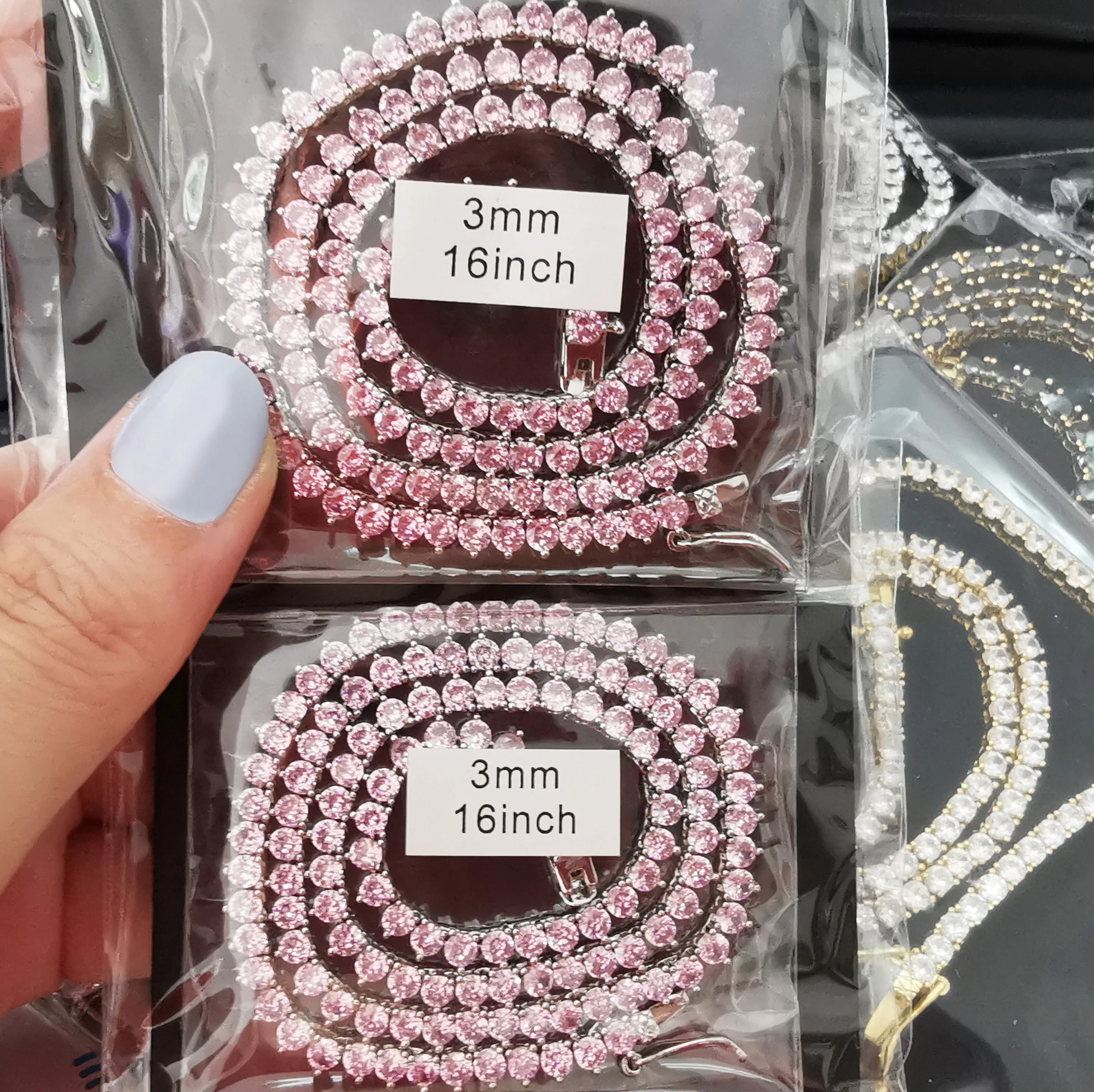 

Цепь для тенниса с инкрустацией Фианитами, 16/18 дюйма