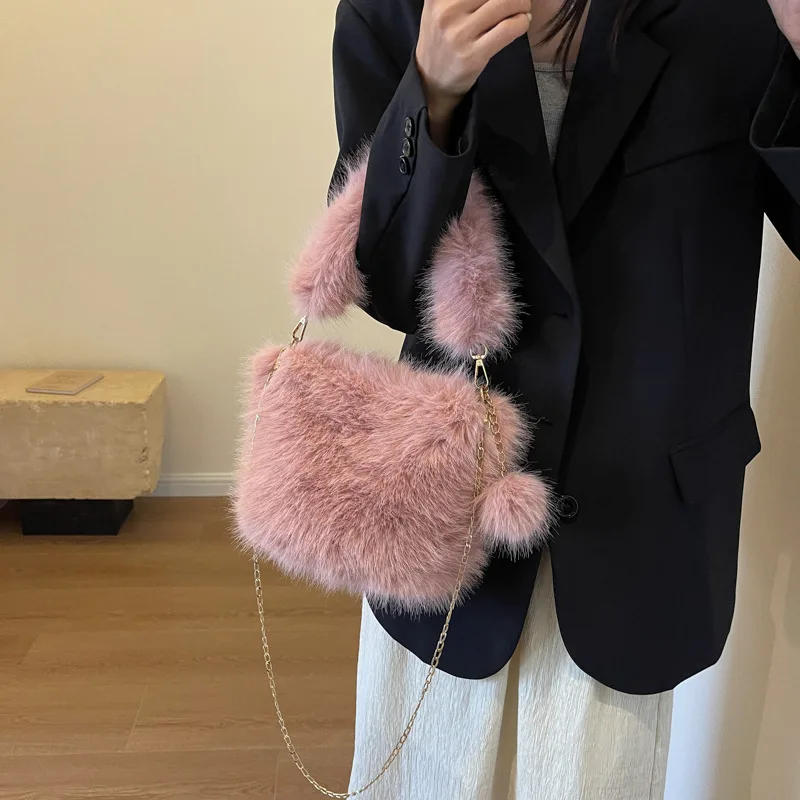 Стильная Мягкая Женская Роскошная пушистая плюшевая сумка Повседневная простая