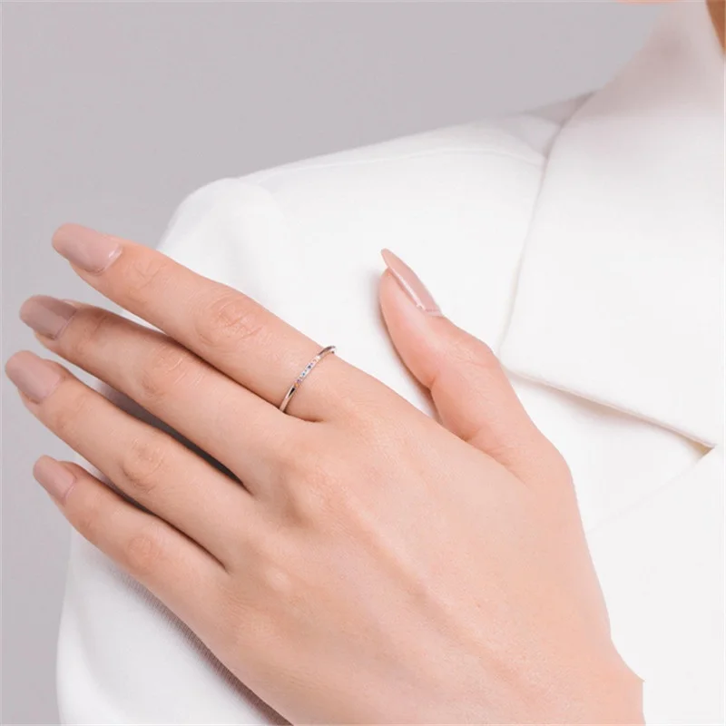 

Trendy Rainbow 925 Sterling Silver Statement Jewelry Stackable Colorful Finger Rings For Women Female Wedding