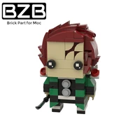 bzb moc anime figure tanjiro brickheadz ghost slayer buidling blocks bricks assemble construction boy edu diy toy playset gift