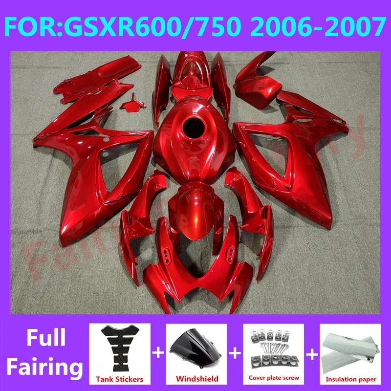 

NEW ABS Motorcycle Whole Fairing kit fit for GSXR600 750 06 07 GSXR 600 GSX-R750 K6 2006 2007 full Fairings kits set red