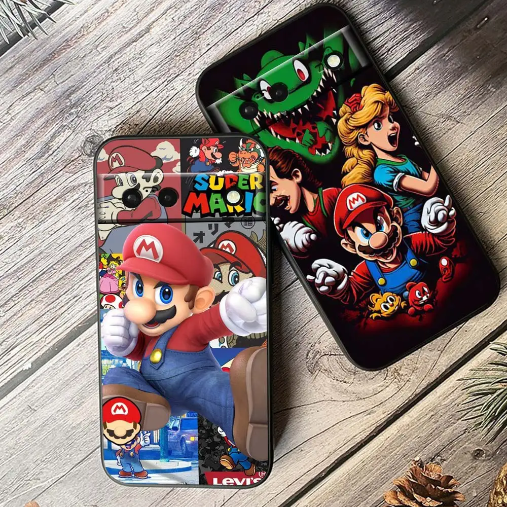 

Cute Cartoon Anime Mario Hot Phone Case For Google Pixel 8 7 6 Pro 6A 5A 5 4 4A XL 5G Black Shell Soft TPU Cover Fundas Capa