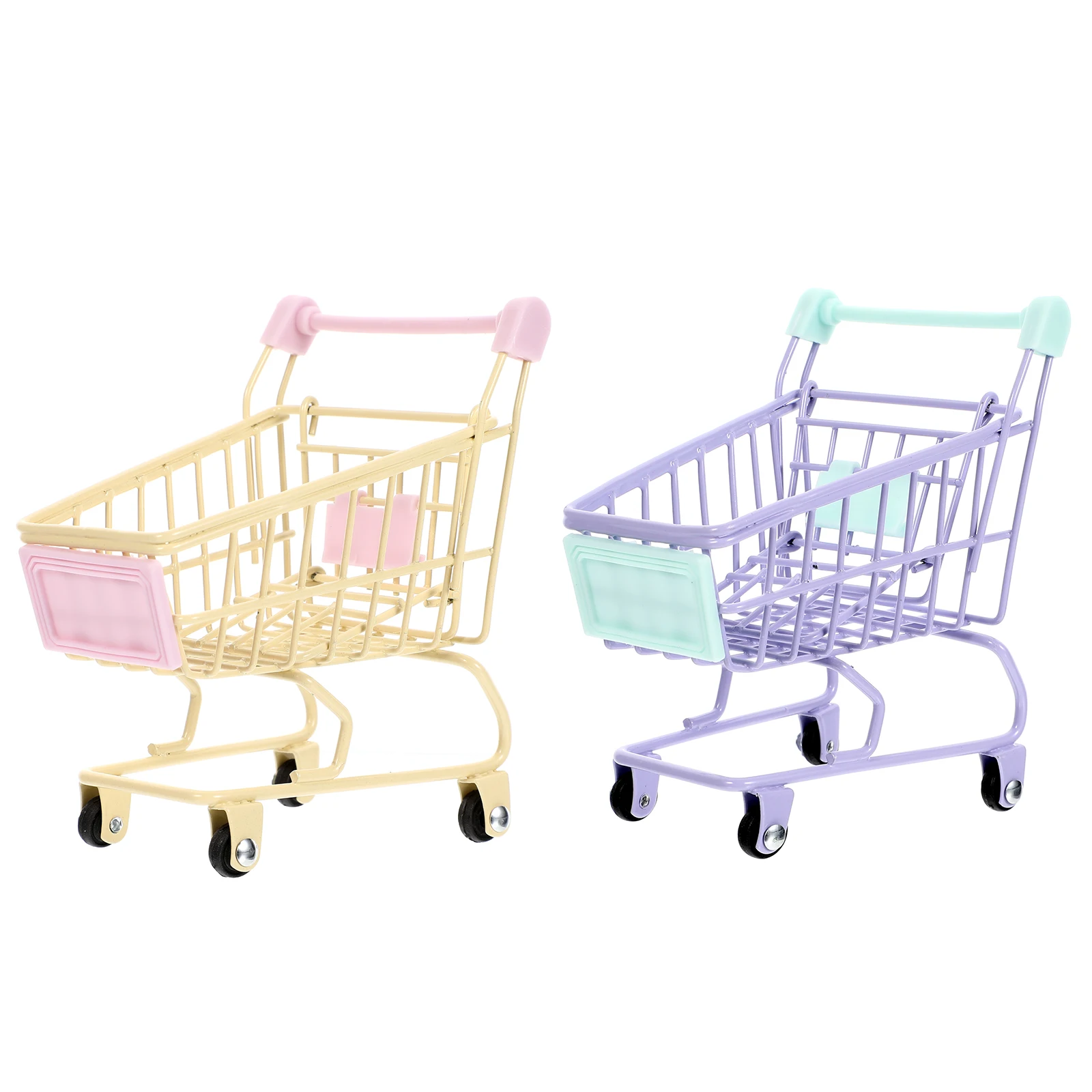 

1/2PCS Kids Play House Toy Metal Mini Shopping Cart Adornment Mini House Decor