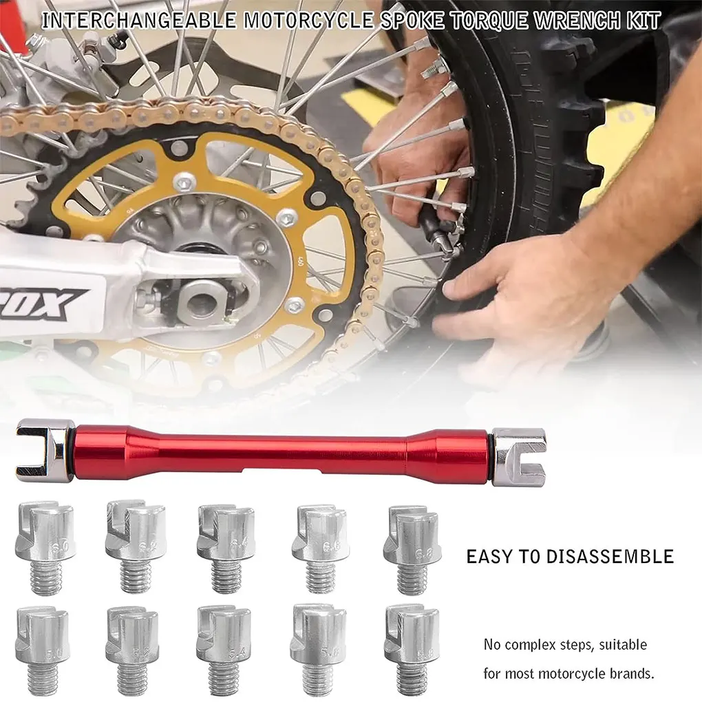

Interchangeable Motorcycle Spoke Wrench Set Meeting All Off-road Tire Needs Stability Metal