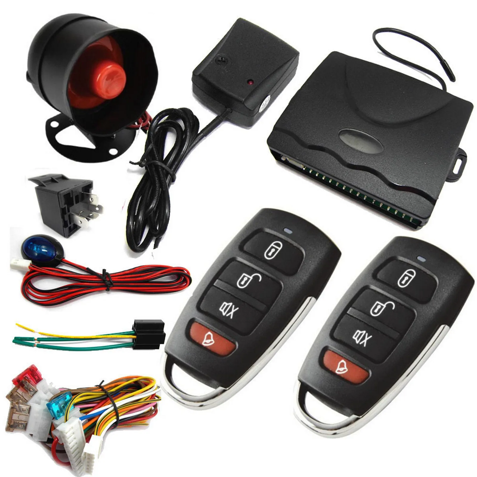 

New 100 metres Car Security System Alarm Burglar Central Locking + Shock Sensor+2 Remote Shock Sensor Auto Accessories