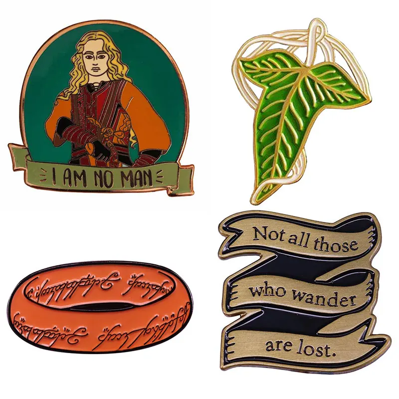 Кольца Фильма Властелин эмалевые заколки Листья Броши на лацкан значки