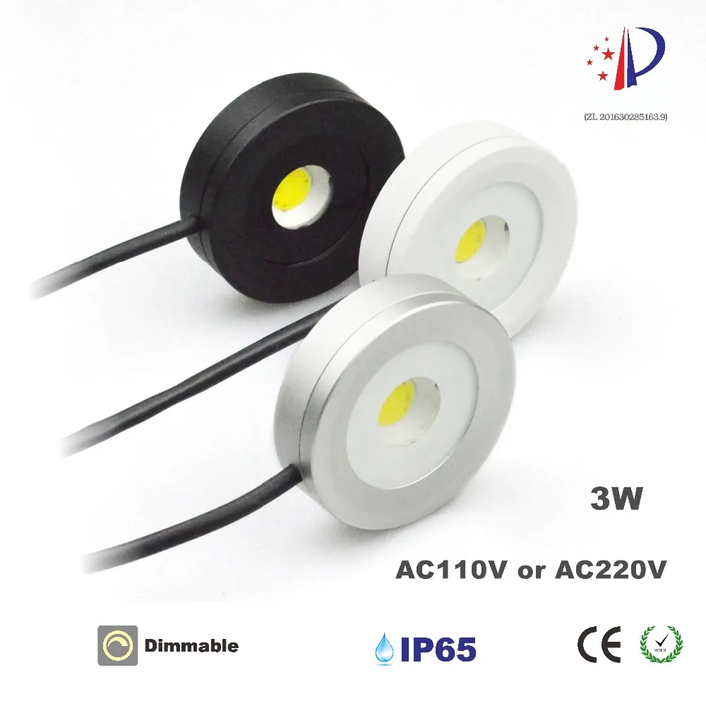 

3W ultra Led Cabinet Lights Ip65 AC110V Or AC220V led downlight Dimming Showcase Lighting Indoor Winecase Bookcase Lamp