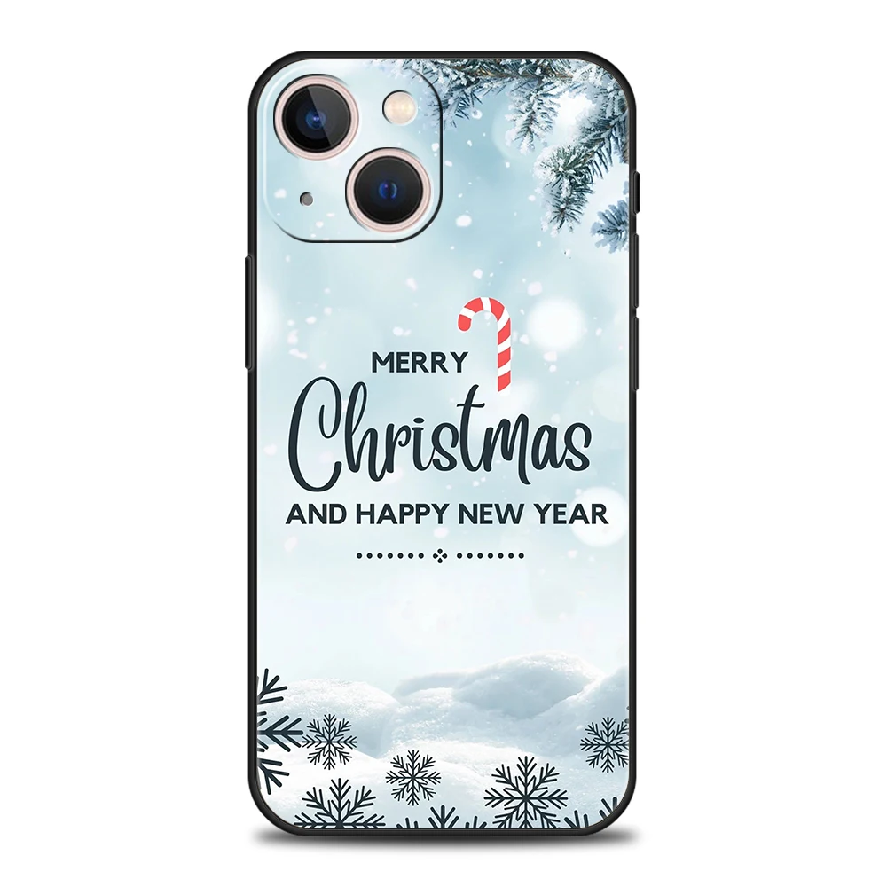 Winter Merry Christmas Luxury Phone Case Cover For iPhone 14 13 12 11 Pro Max 8 7 Plus X XR XS Max SE 2020 Shockproof Soft Shell