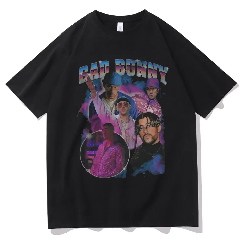 

Bad Bunny Print T-shirts Short Sleeve Summer Male Essential Tees Men Vintage Streetwear Mens Women Hip Hop Brand Cotton T Shirt