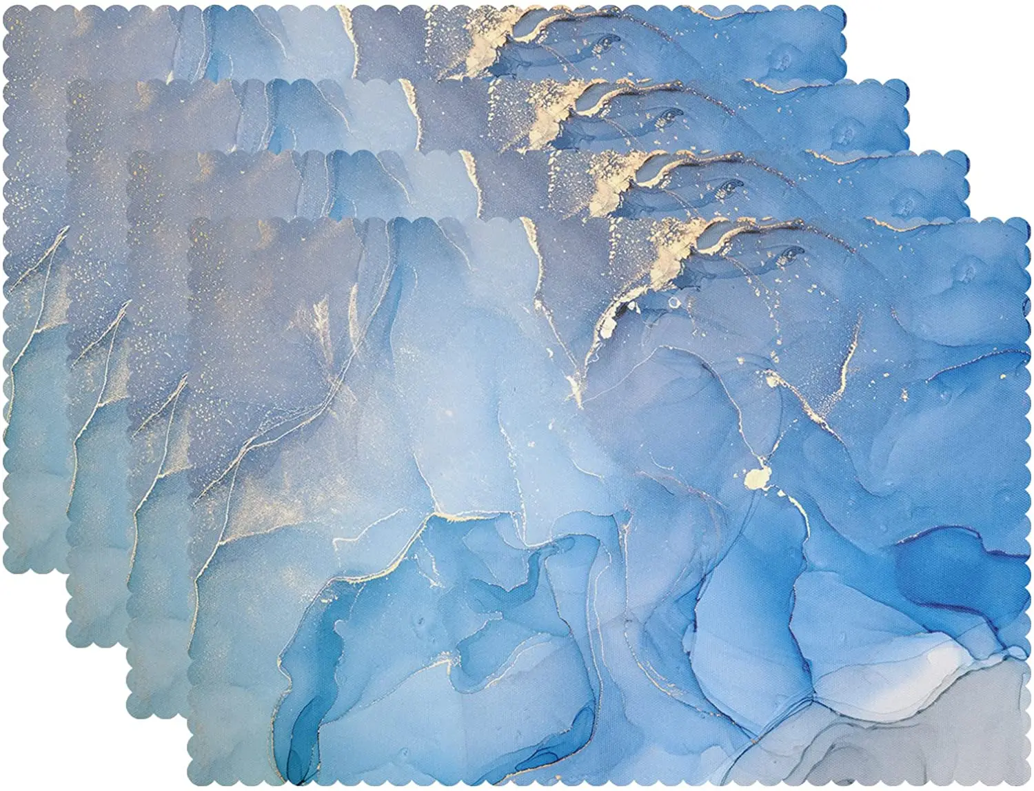

Marble Placemats Set of 4 Kitchen Decor Heat Resistant Mat Non-Slip Washable Blue Marble Placemats 12x18 Inch for Dining Table