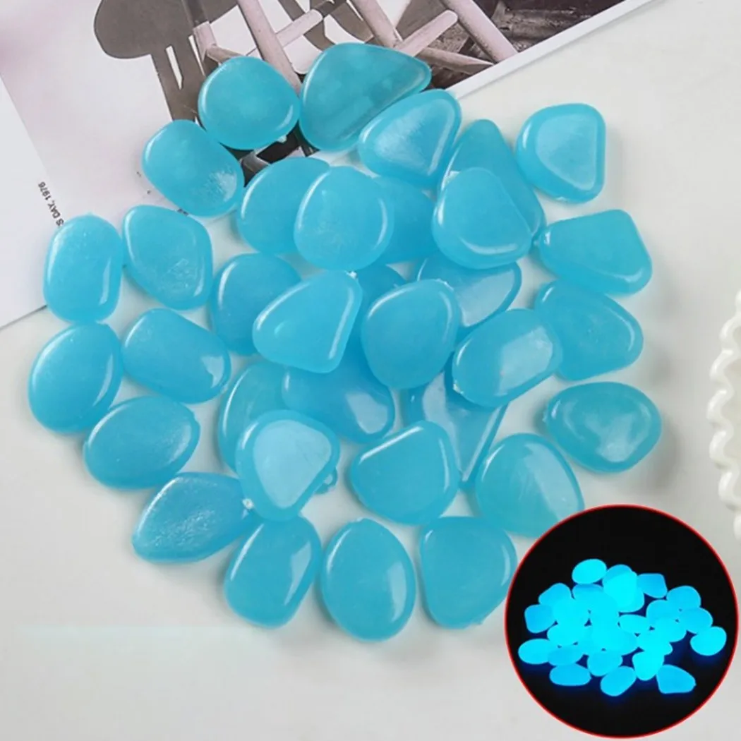 

50/100 Pcs Pebbles Glowing In The Dark Garden For Trail Lawn Aquarium Decoration Garden Walkway Parterre Aquarium Decor