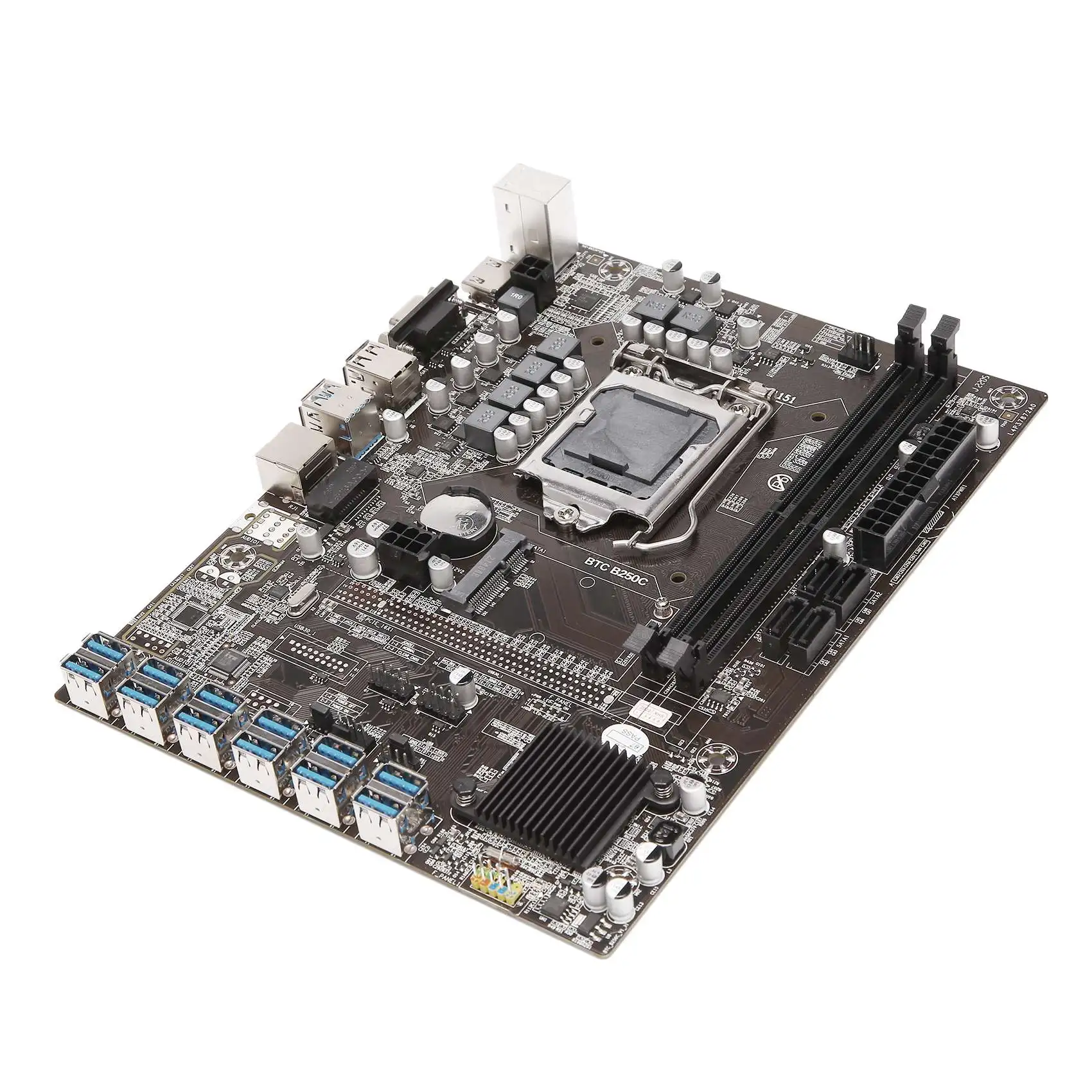 Материнская плата B250C для майнинга BTC + кабель SATA 12xpcie к USB3.0 слот графической карты