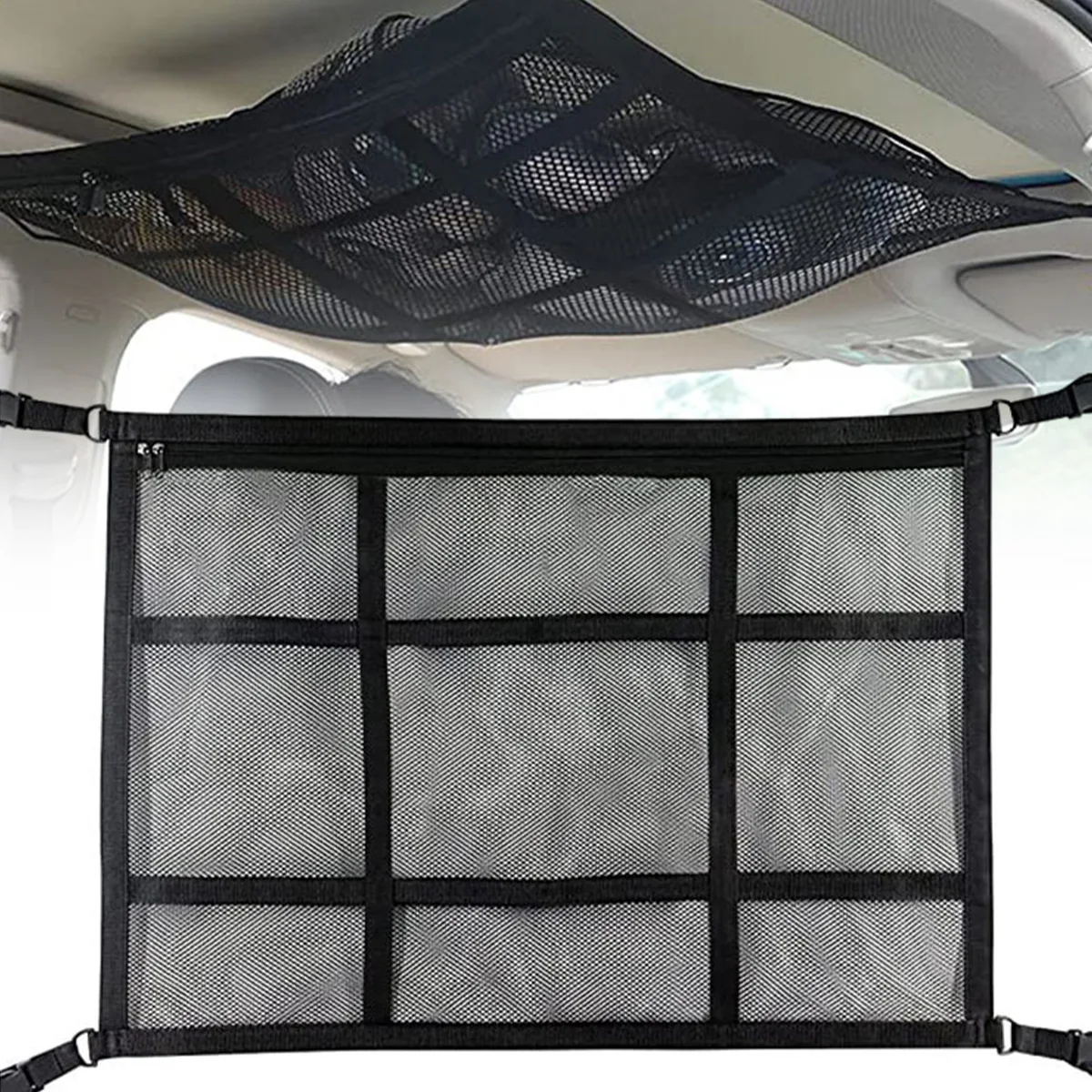 

Car Ceiling Cargo Net Pocket Car Roof Storage Organizer Elasticity Mesh Car Roof Storage Organizer 31x21" Car Camping Long