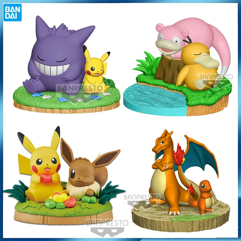 

Bandai Original Pokémon Charizard Psyduck Pikachu Gengar Eevee Anime Action Figures Collectible Model Kids Toys Ornament Gift